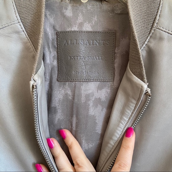 Men’s All Saints MIKO bomber leather zip jacket - Picture 5 of 7